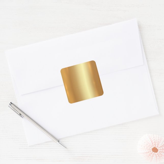 Blank Template Your Custom Text QR Code Logo Gold Square Sticker (Envelope)