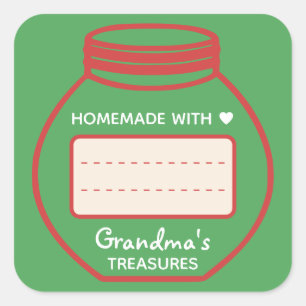 Blank Text Box Green Red Jam Jar Lid Labels Cute