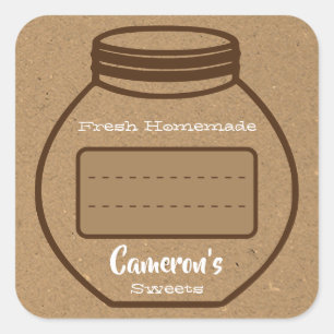 Blank Text Box Kraft Paper Brown Jam Jar Labels