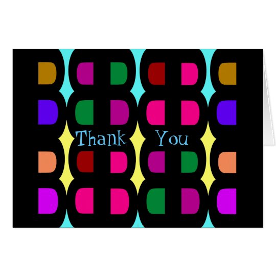 Blank Thank You Cards -Rainbow Colours on Black