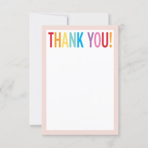 BLANK THANK YOU colorful rainbow letters pink