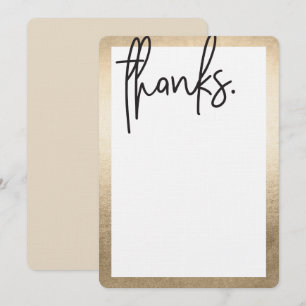 BLANK THANK YOU modern lettered black faux gold