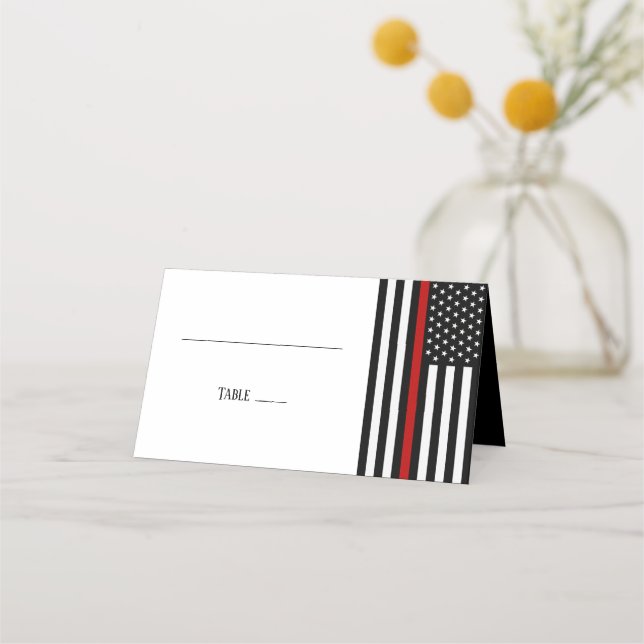 Blank Thin Red Line Place Card (Front)