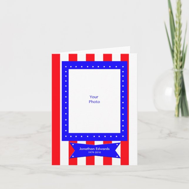 Blank Veteran Photo Sympathy Thank You Note Card (Front)