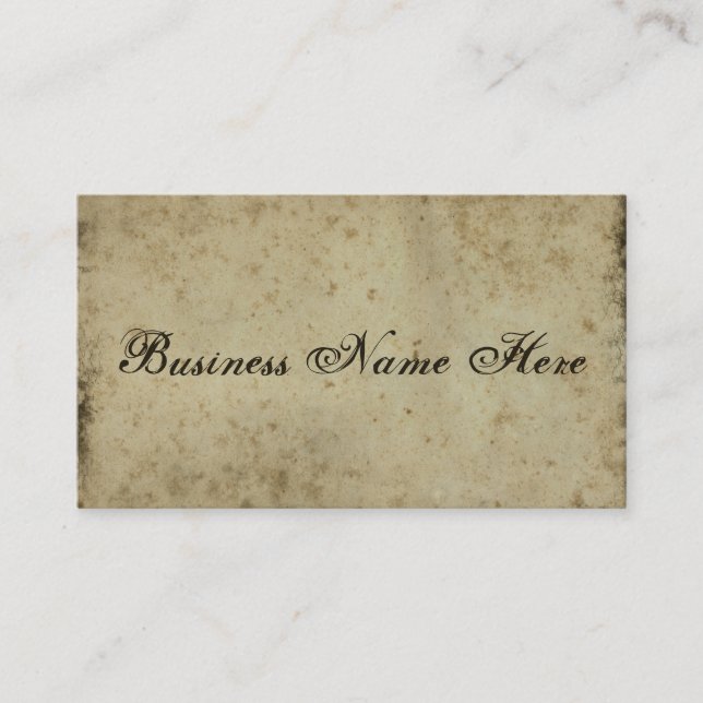 Blank Vintage Dark Aged Stained Paper Business Card (Front)