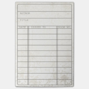 Blank Vintage Library Book Card Notes