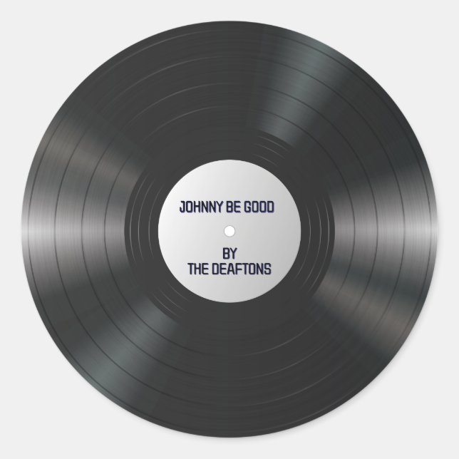 Blank Vinyl Music Record LP DIY Custom Name  Classic Round Sticker (Front)