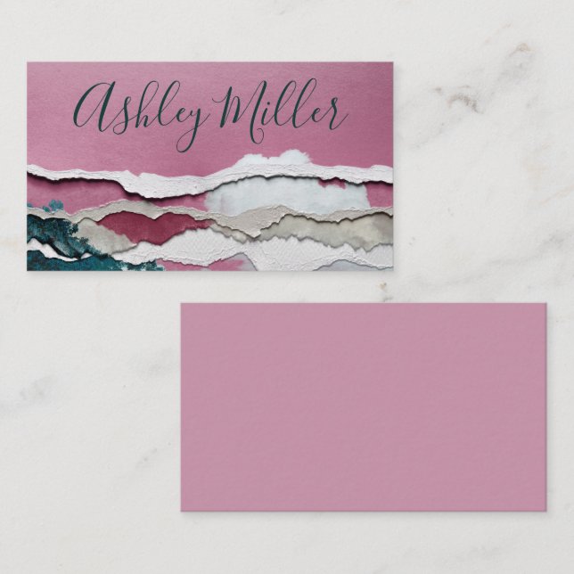 Blank Watercolor and Torn Paper Business Card (Front/Back)