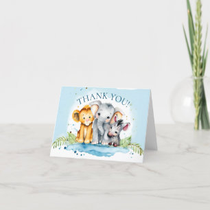 Blank Watercolor Baby Safari Animals Baby Shower Thank You Card