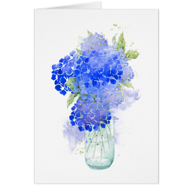 Blank Watercolor Blue Hydrengea Flower (Front)