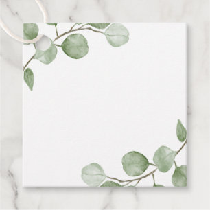 Blank Watercolor Eucalyptus Wedding Favour Tags