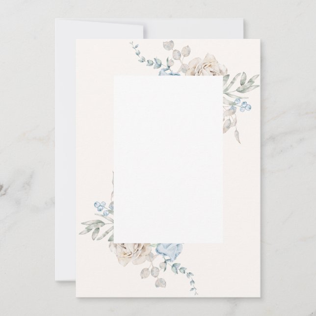 Blank Wedding Invitation - pink blue roses (Front)