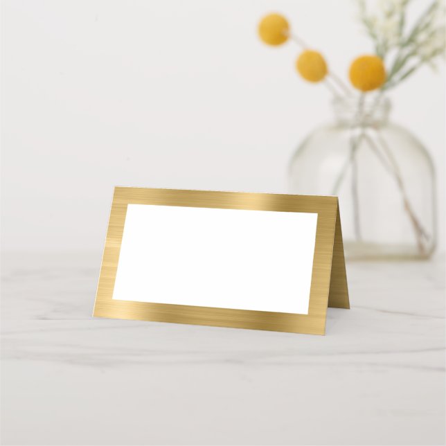 Blank White and Gold Faux Foil Place Card (Front)