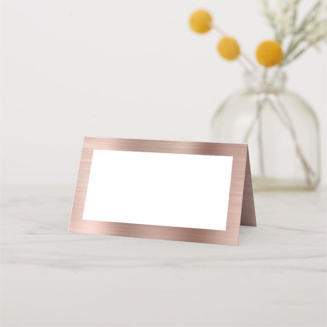 Blank White and Rose Gold Faux Foil Place Card (Front)