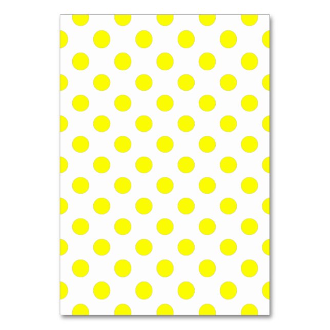 Blank White and Yellow Polka Dot Table Number (Front)