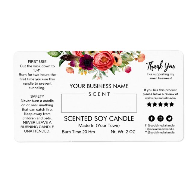 Blank White Soy Candle Labels (Front)