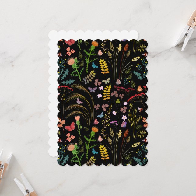 Blank wild floral invitation template (Front/Back In Situ)