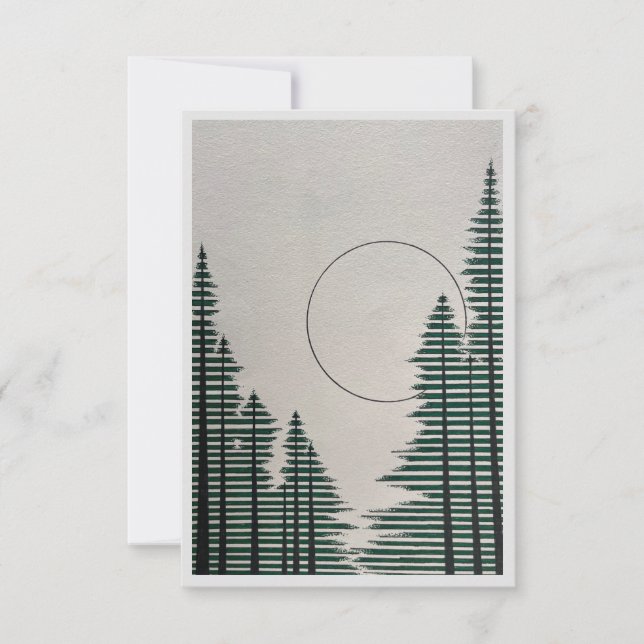 Blank with Forest and Moon Thank You Card (Front)