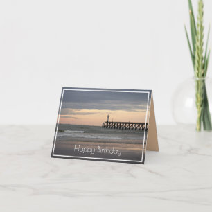 Blankenberge sunset, Belgian Coast Birthday Card