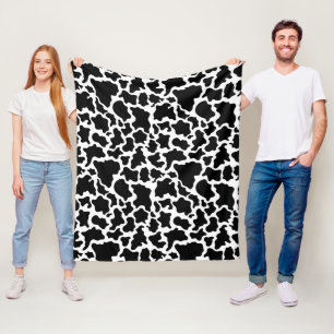 Blanket-Fleece-Black and White Cow Fleece Blanket