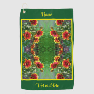 Blanket Flower Daisies Watercolor Personalised Golf Towel