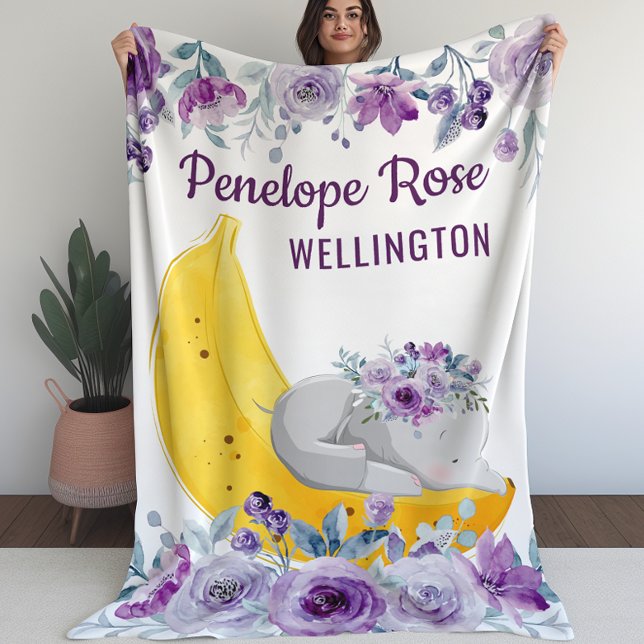 Blanket for Girls Cute Elephant on a Banana (Blanket for Girls Cute Elephant on a Banana (L))