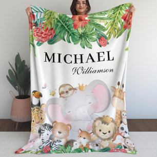 Blanket for Kids with Lovely Jungle Animals 