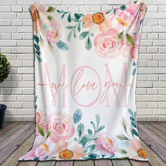Blanket for Mum Pink Peony Flowers | We Love You