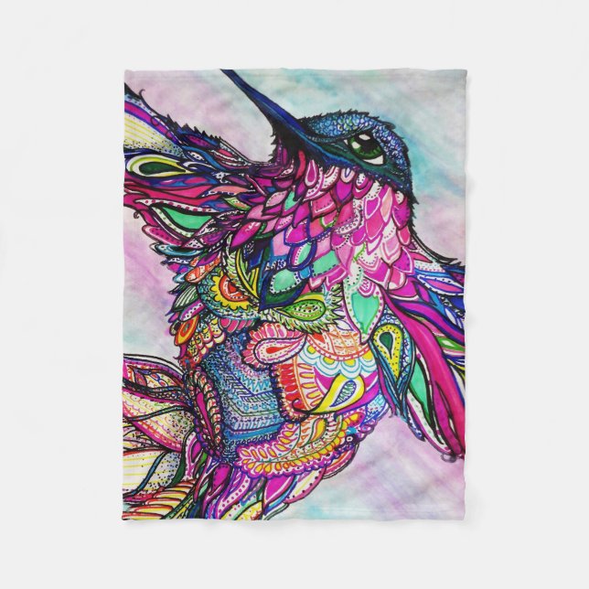 Blanket Hummingbird Zen Tangle Art Michele Zurine (Front)