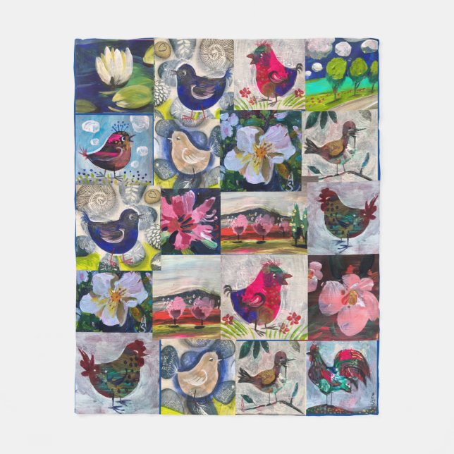 blanket with birds and flowers (Front)
