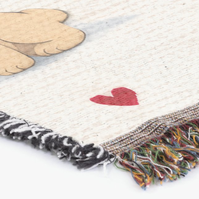 Blanket with French Bulldog and Hearts Pattern. (Corner)