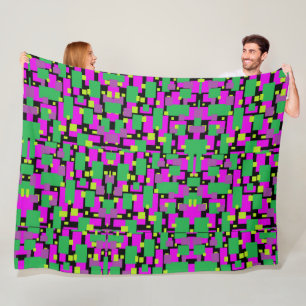 Blanket With Purple Green & Black Geometric Art
