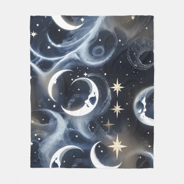 Blankets – Platinum Silver Celestial Moon Luxury (Front)