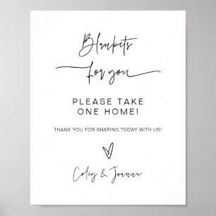 Blankets Wedding Sign Table Poster