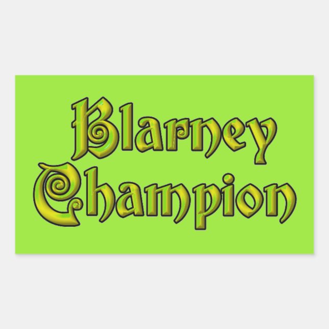 Blarney Champion green rectangle stickers (Front)