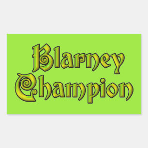 Blarney Champion green rectangle stickers