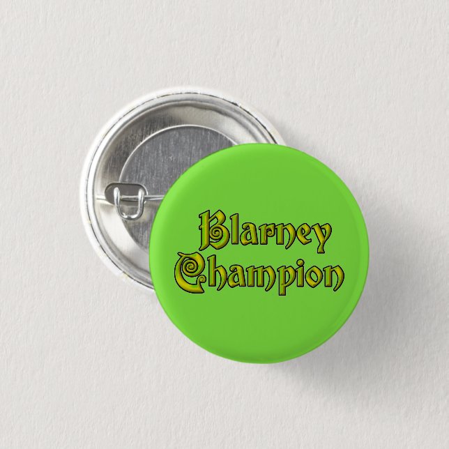 Blarney Champion lime green small button (Front & Back)