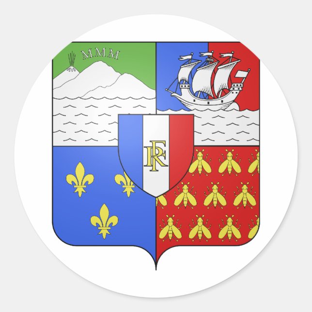 Blason Réunion Coat of Arms Classic Round Sticker (Front)