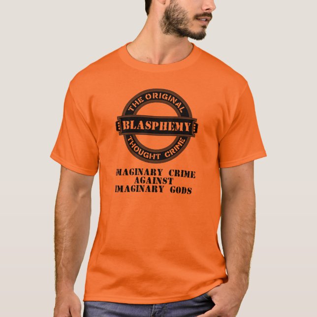 Blasphemy Imaginary Crime T-Shirt (black logo) (Front)