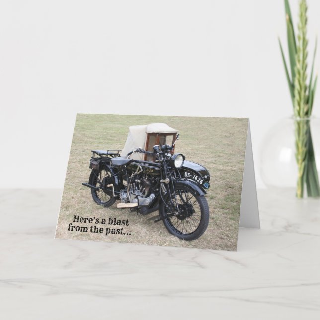 Blast From Past Vintage Motorcycle Birthday Card (Front)