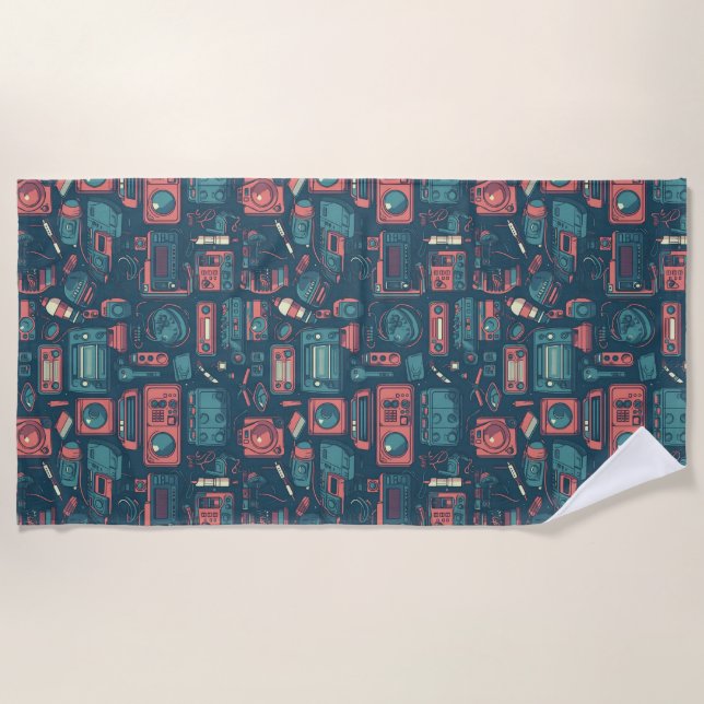 Blast From the Past: 80's Tech Beach Towel (Front)