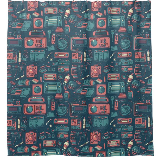 Blast From the Past: 80's Tech Shower Curtain (Front)