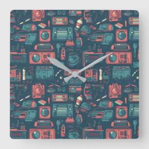 Blast From the Past: 80's Tech Square Wall Clock