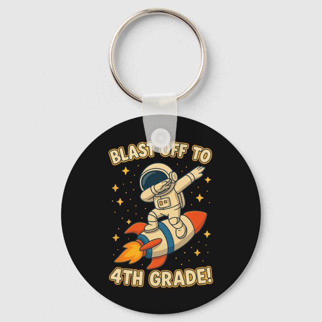Blast Off 4th Grade Rocket Dab Space Cool School V Key Ring (Front)