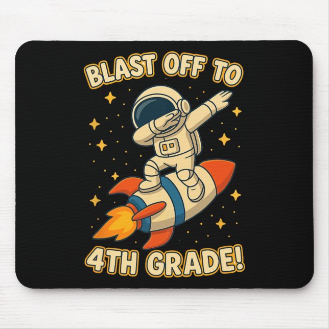 Blast Off 4th Grade Rocket Dab Space Cool School V Mouse Mat (Front)