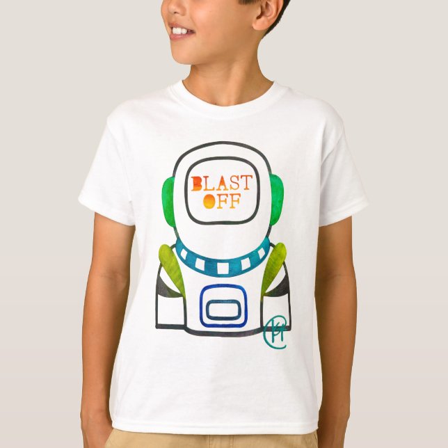 Blast Off Astronaut Boys T  T-Shirt (Front)