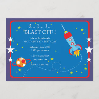 Blast Off Birthday Invitation