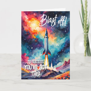 blast off Good Luck in your exams GCSE ALevel SAT Card