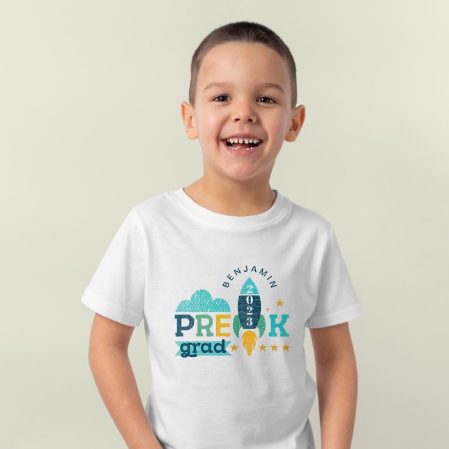 Blast Off Graduated Pre-K Class 2022 Rocket Ship Tri-Blend Shirt (Creator Uploaded)
