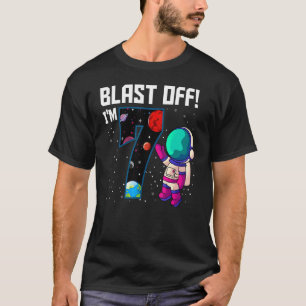 Blast Off I'm 7 Birthday Astronaut 7th Space Party T-Shirt